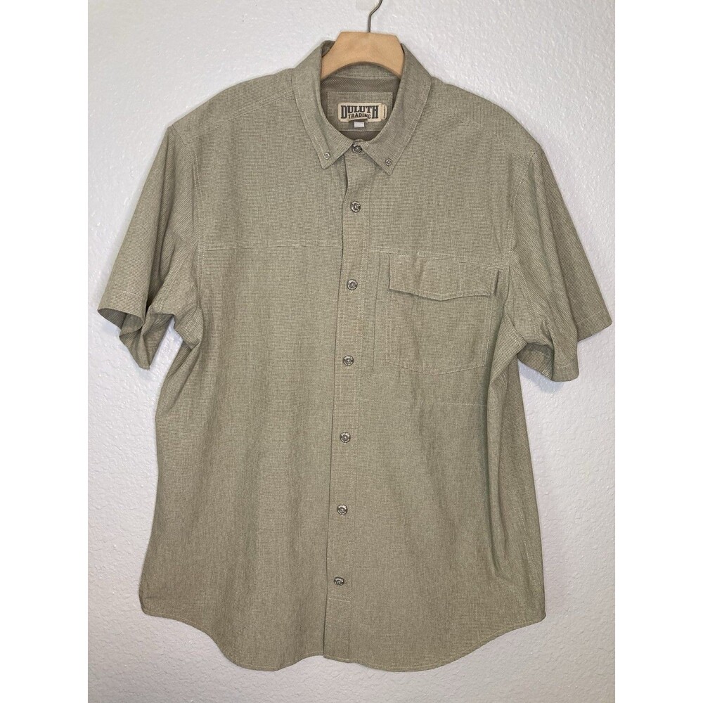Duluth Trading Mens L Fishing Outdoor Button Down Up Vented SS Shirt Gorpcore